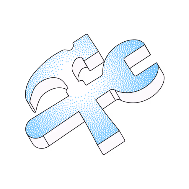 Illustration of hammer and wrench
